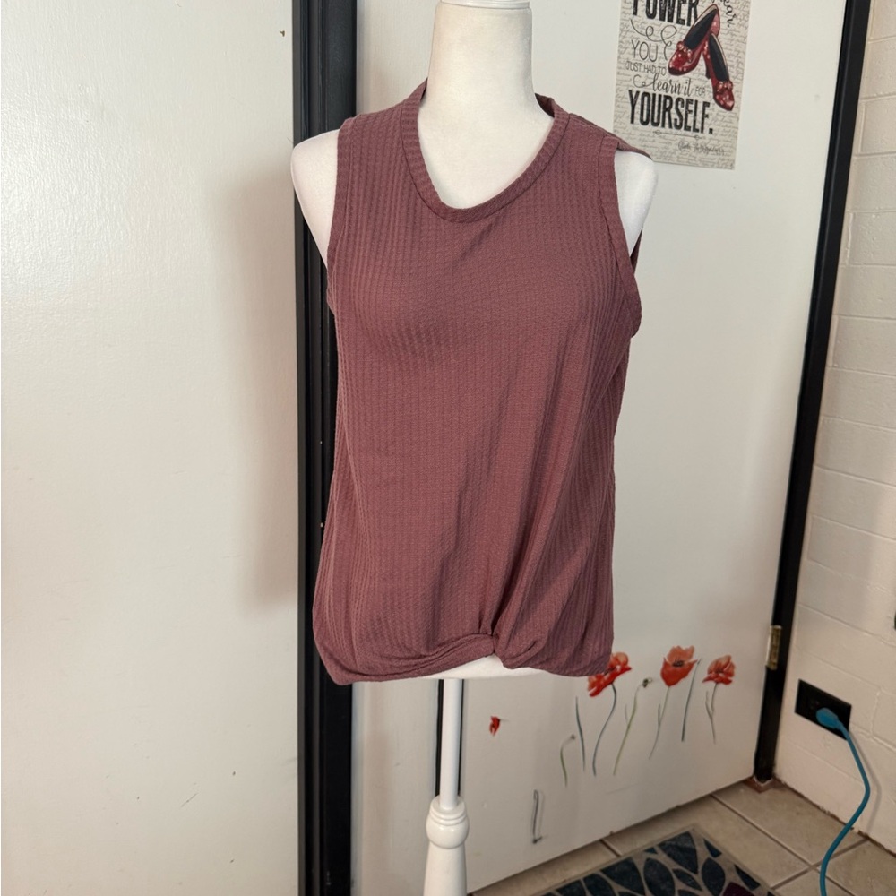 Sleeveless Ribbed Knit Top - Mauve